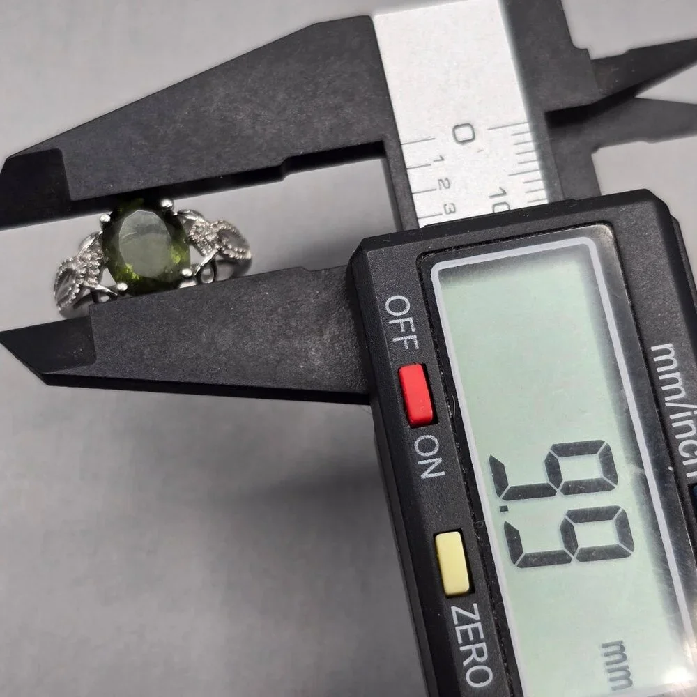 Sterling Silver Moldavite Statement Ring Size 5 Cathedral Setting Signed KYJ - Picture 12 of 15